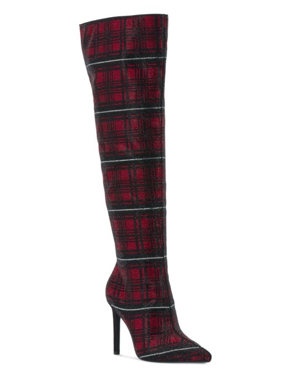 INC International Concepts Red Plaid Over-the-Knee Stiletto Boots